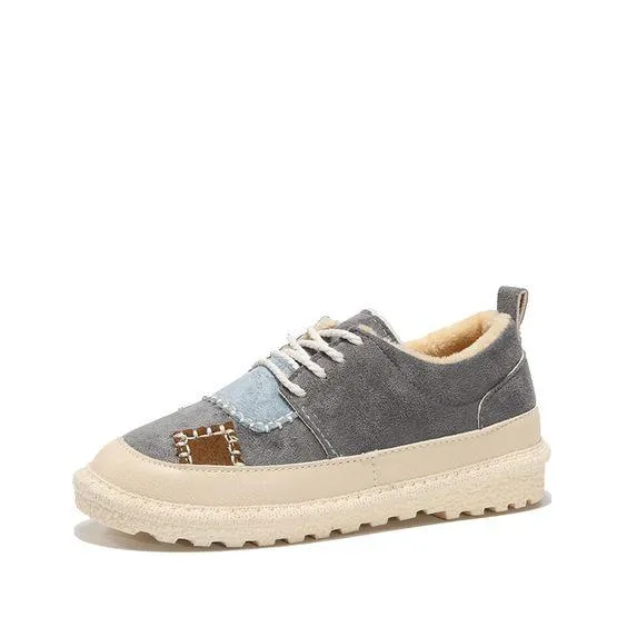 Chic Suede Design Flat Patch Shoes
