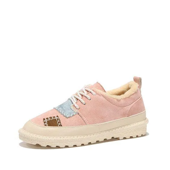Chic Suede Design Flat Patch Shoes