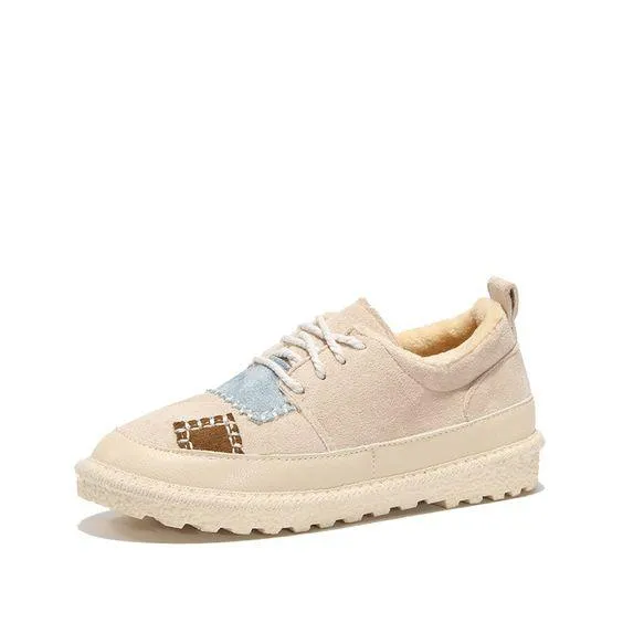 Chic Suede Design Flat Patch Shoes
