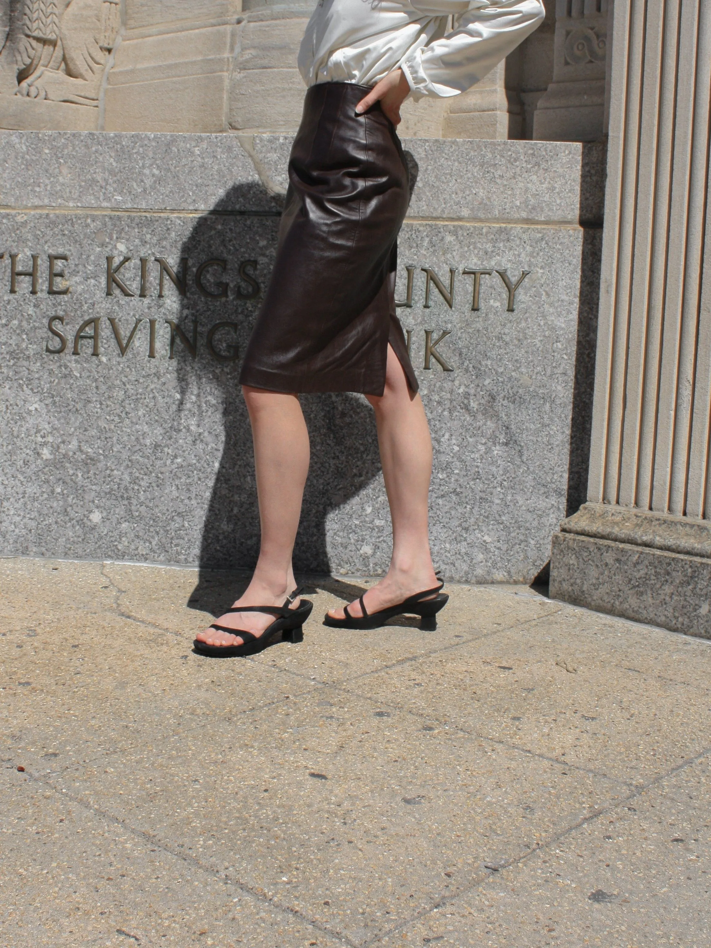 Chocolate Leather Pencil Skirt