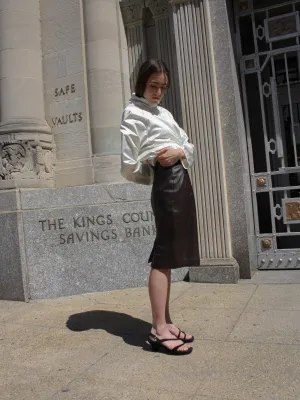 Chocolate Leather Pencil Skirt