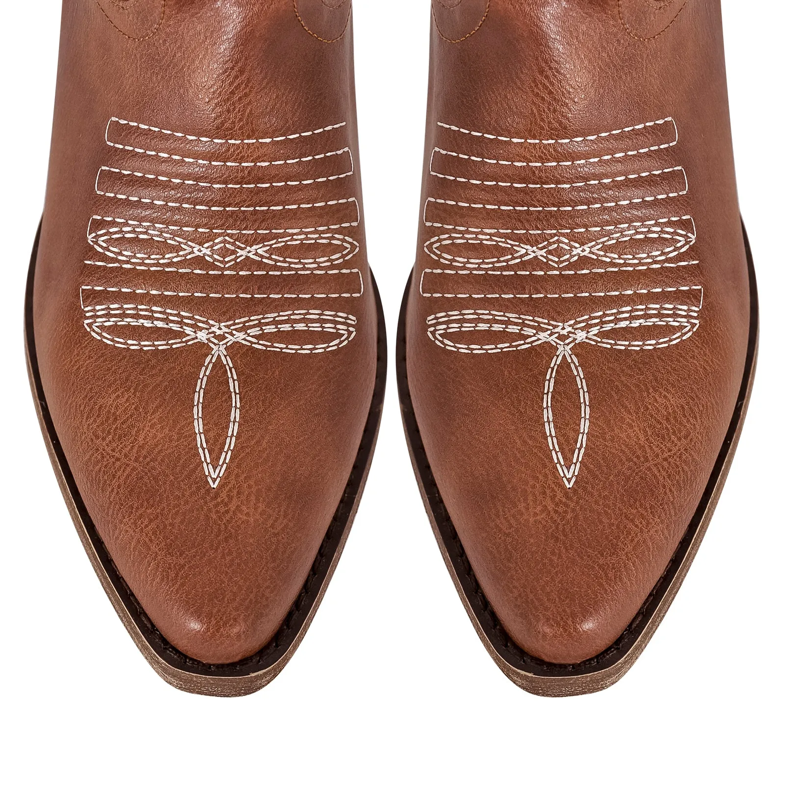 Chunky Heel Western Knee High Embroidery Boots
