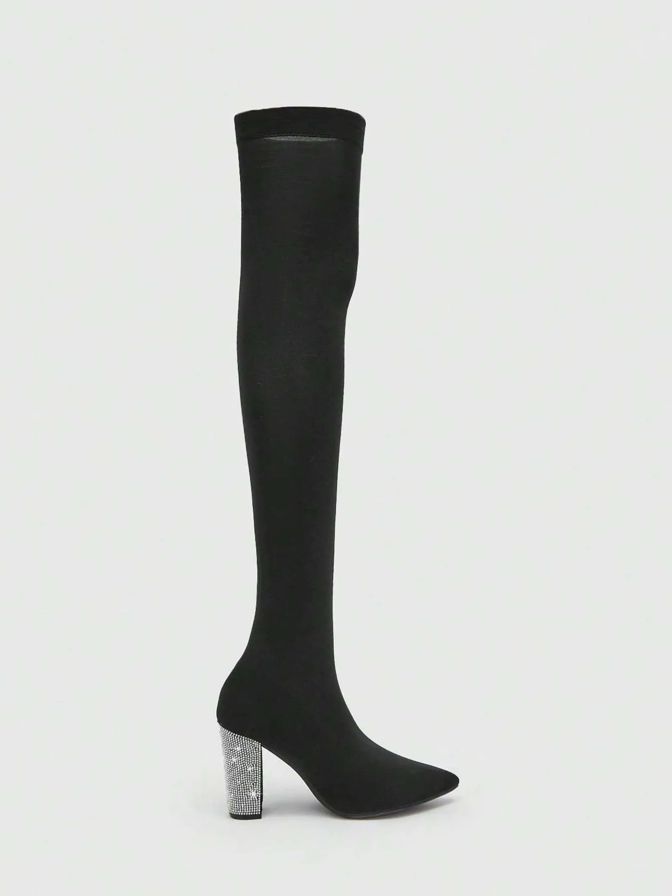 Chunky Heeled Sock Boots - Black - FD ⚡
