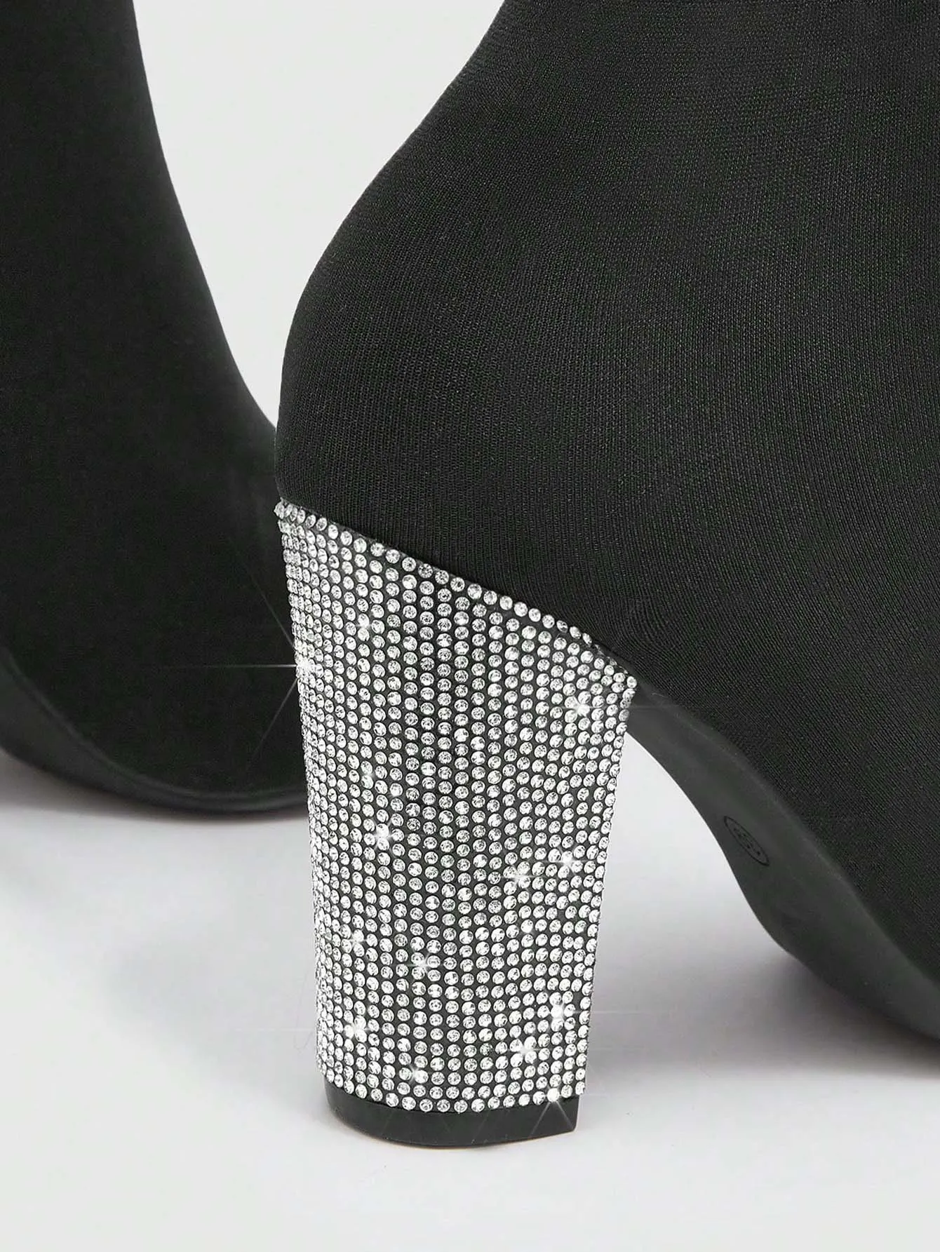 Chunky Heeled Sock Boots - Black - FD ⚡