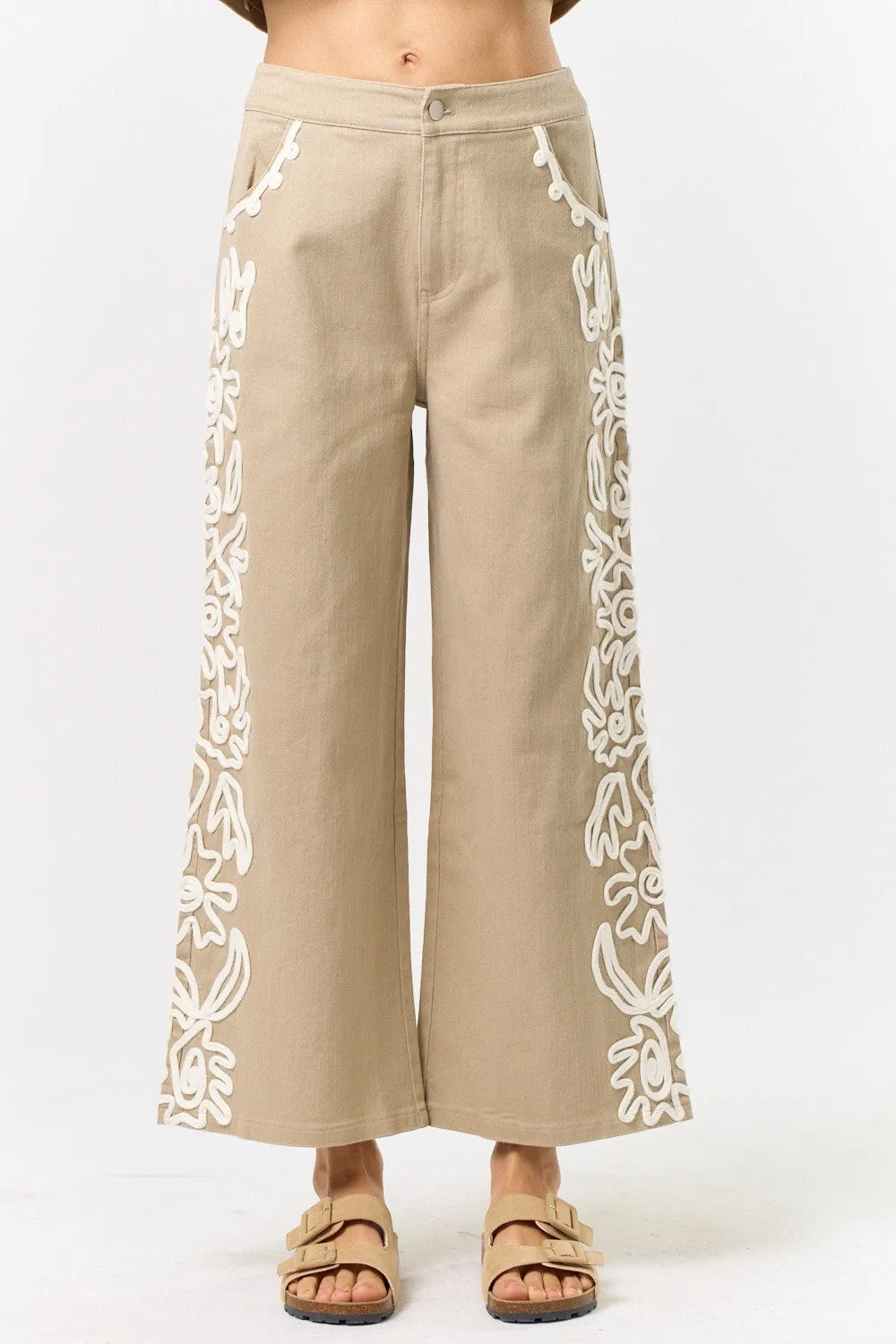 Cord Detailed Cropped Pants