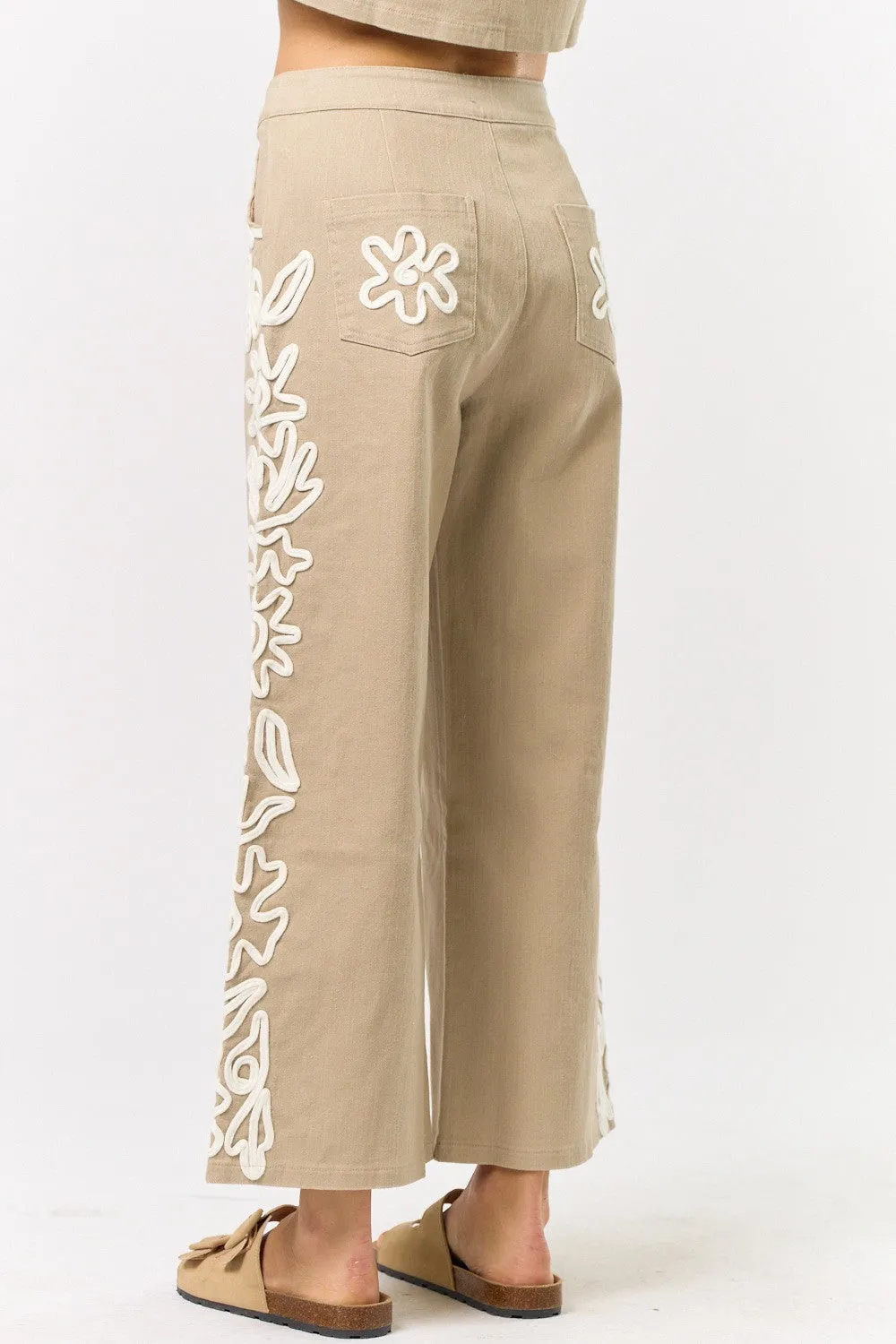 Cord Detailed Cropped Pants
