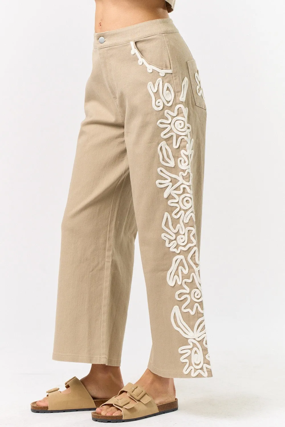 Cord Detailed Cropped Pants
