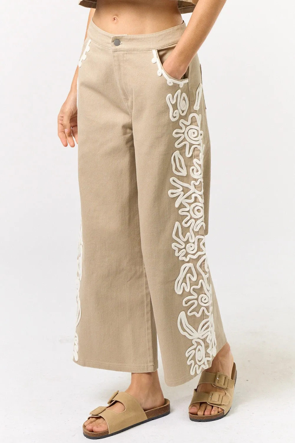 Cord Detailed Cropped Pants