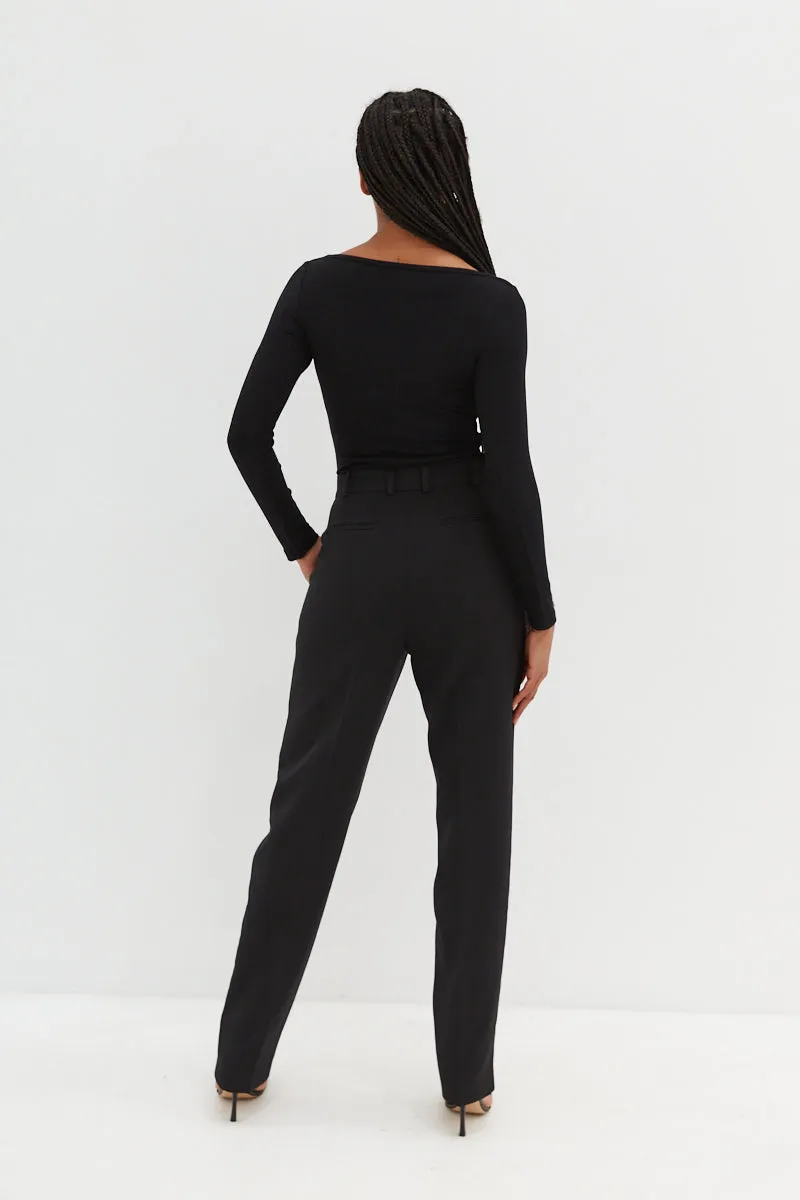 Crop Square Neck Top - Black