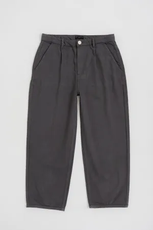 Dark Grey Loose Fit Cropped Twill Pants