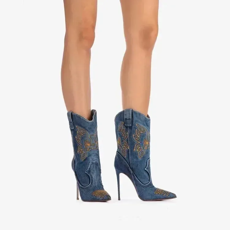 Denim Slim Fit High Heels