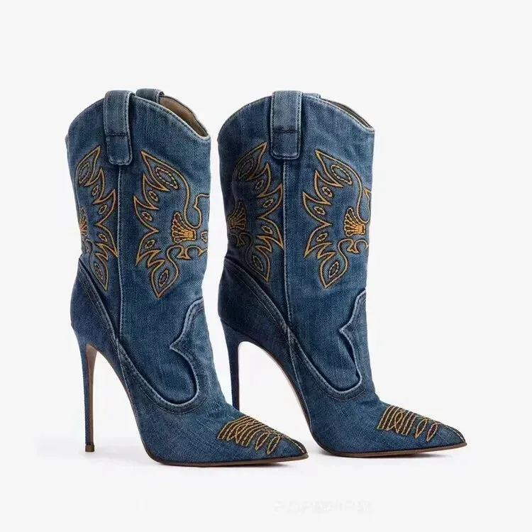 Denim Slim Fit High Heels