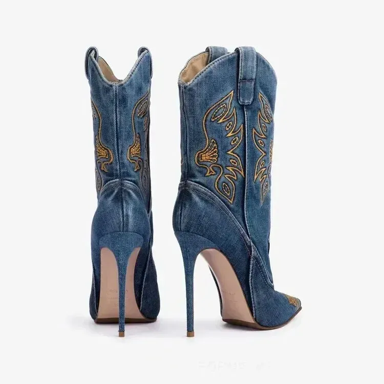 Denim Slim Fit High Heels