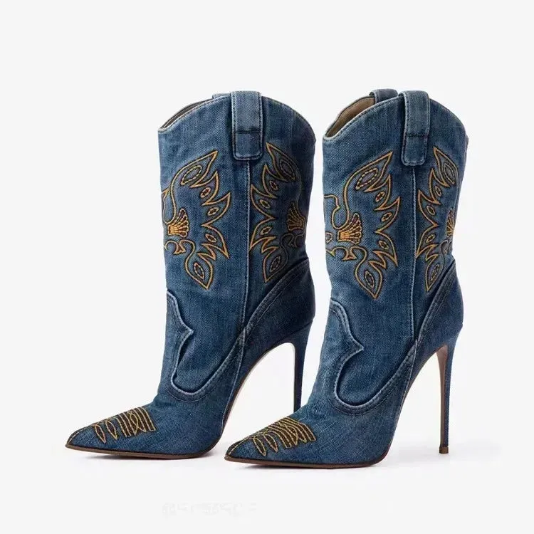 Denim Slim Fit High Heels