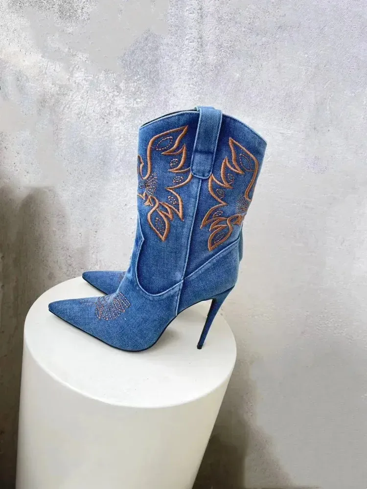 Denim Slim Fit High Heels