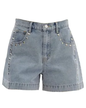 Denim Studded Shorts