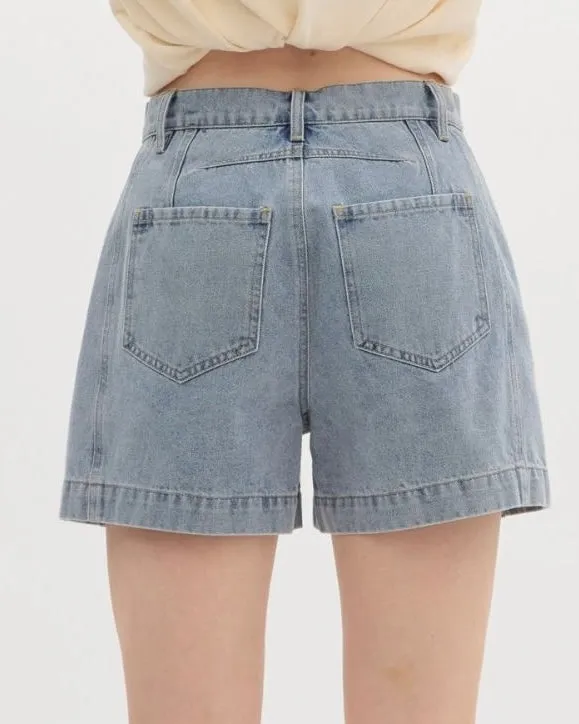 Denim Studded Shorts