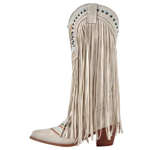 Embroidery Fringe Knee High Western Boots