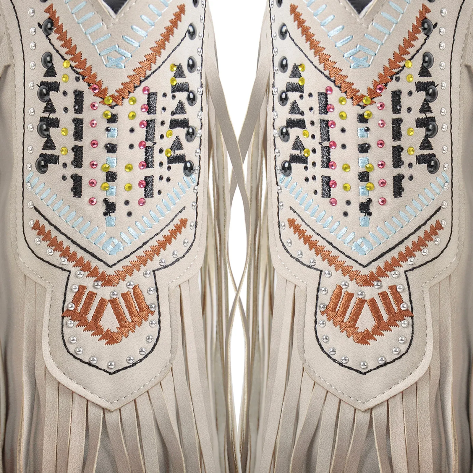 Embroidery Fringe Knee High Western Boots