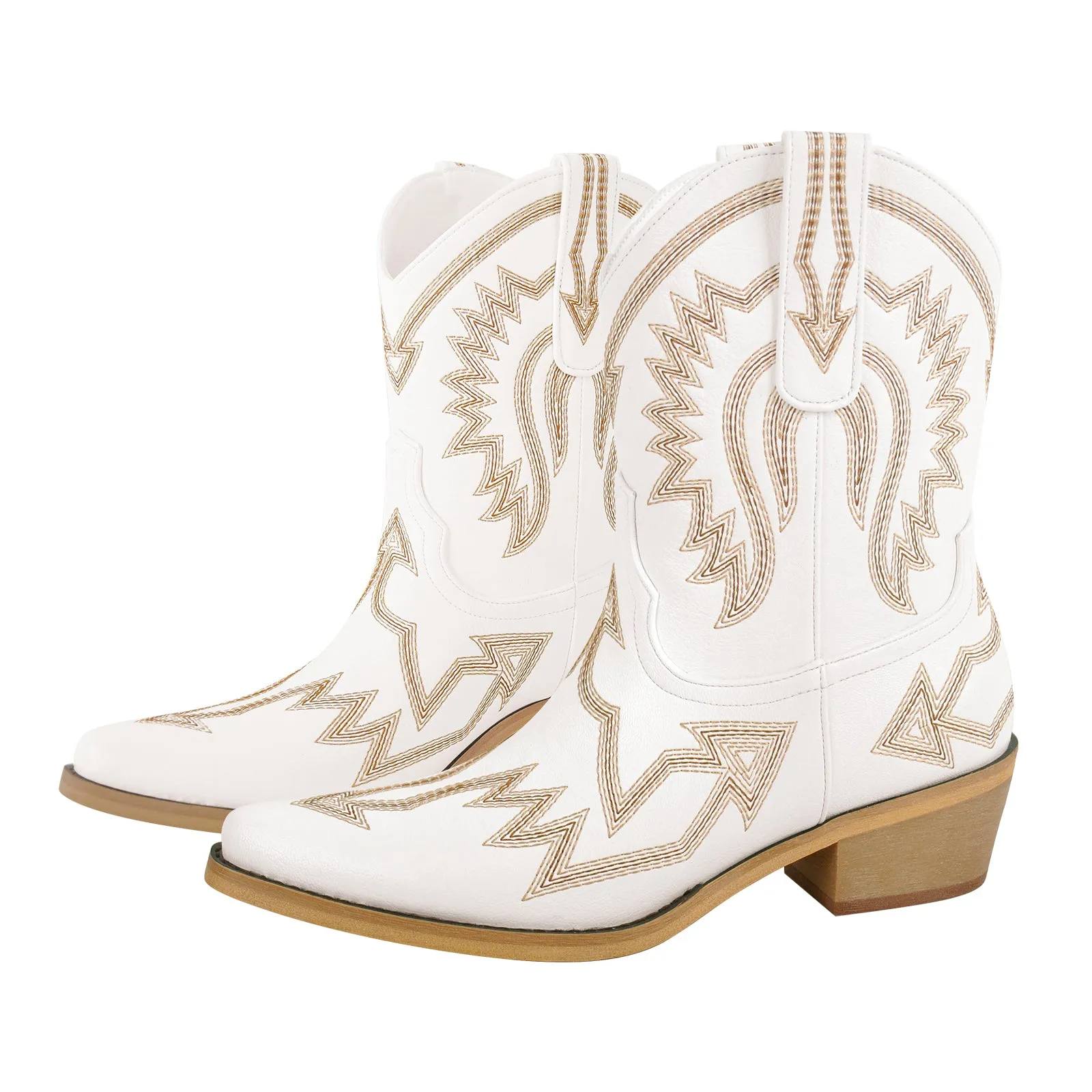 Embroidery Pointed Toe Ankle Western Boots