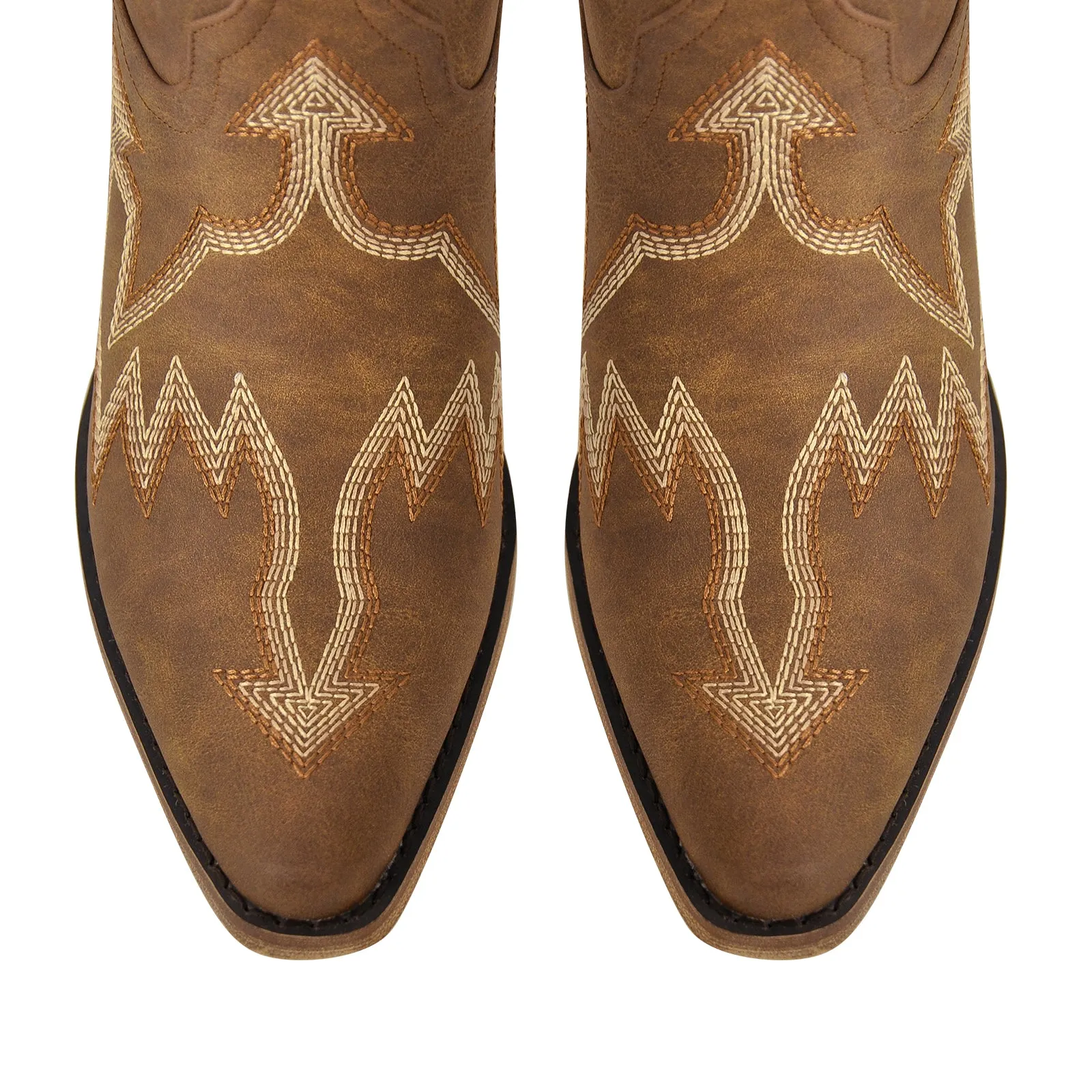 Embroidery Pointed Toe Ankle Western Boots