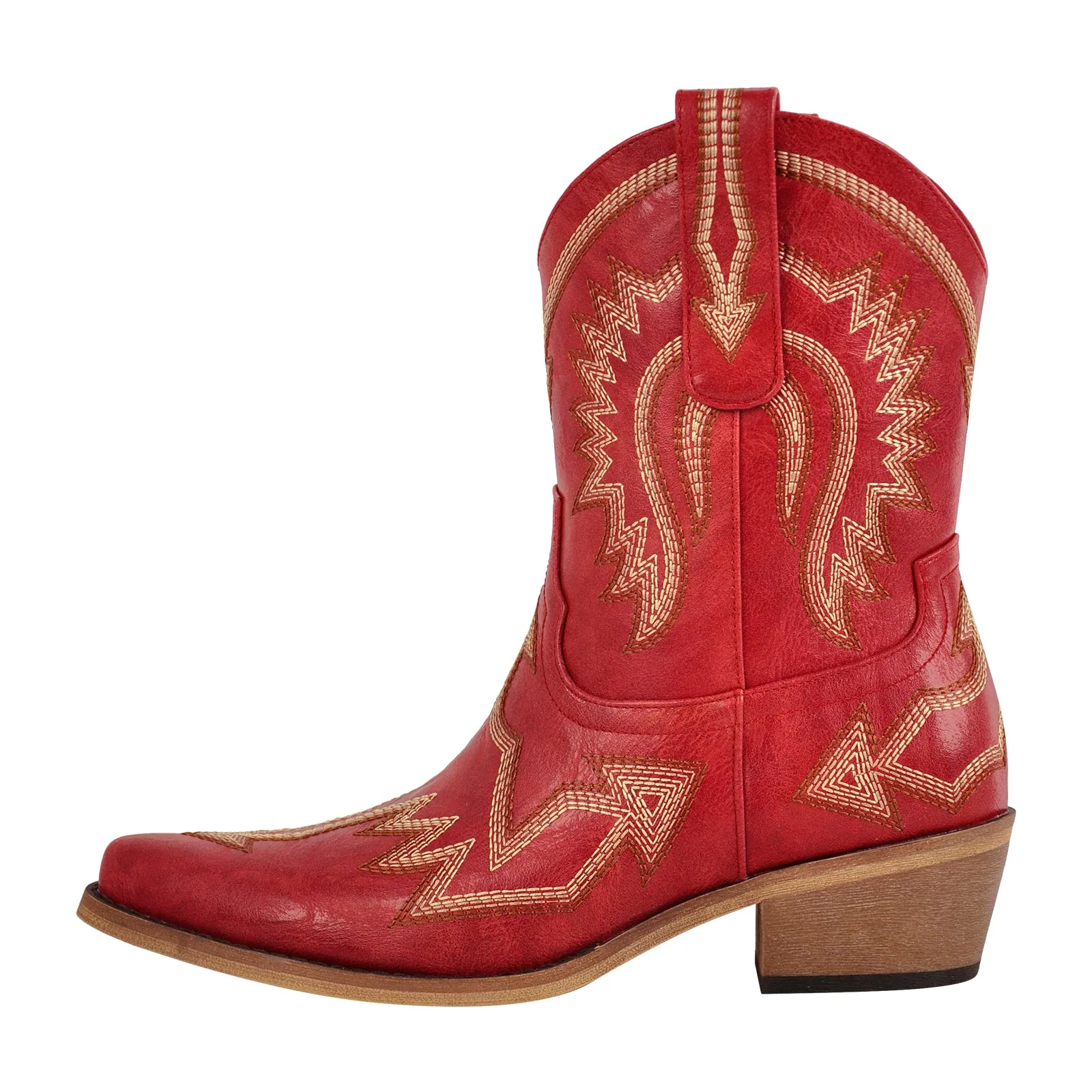 Embroidery Pointed Toe Ankle Western Boots