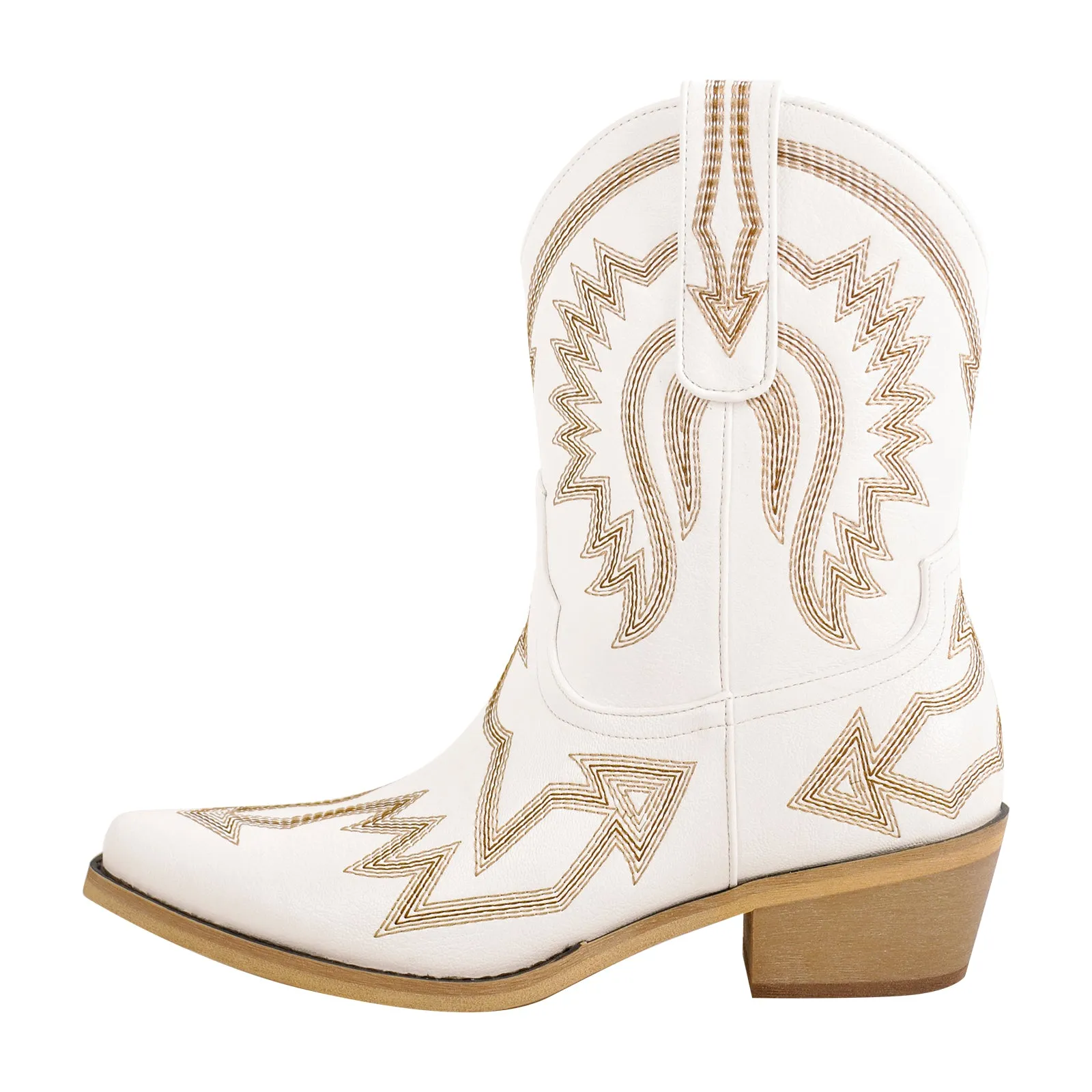 Embroidery Pointed Toe Ankle Western Boots