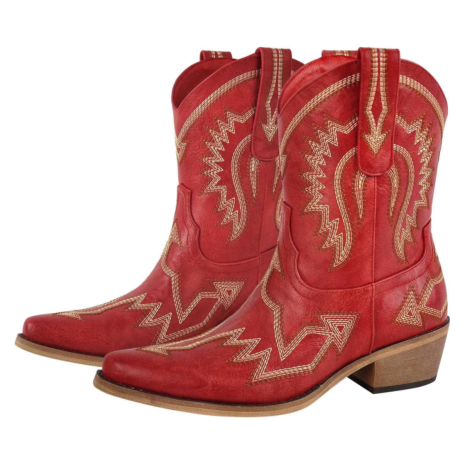 Embroidery Pointed Toe Ankle Western Boots