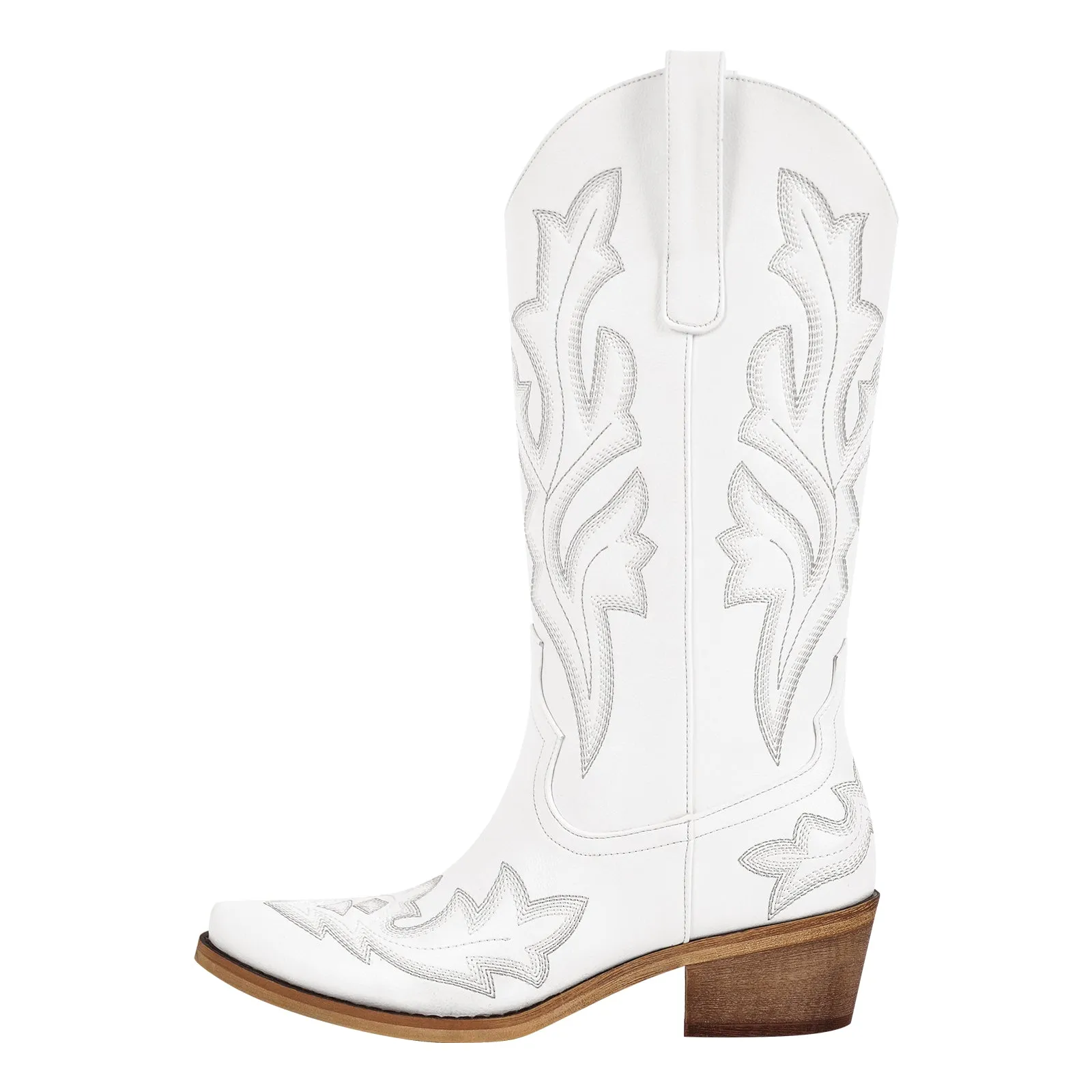 Embroidery Pointed Toe Chunky Heel Western Boots