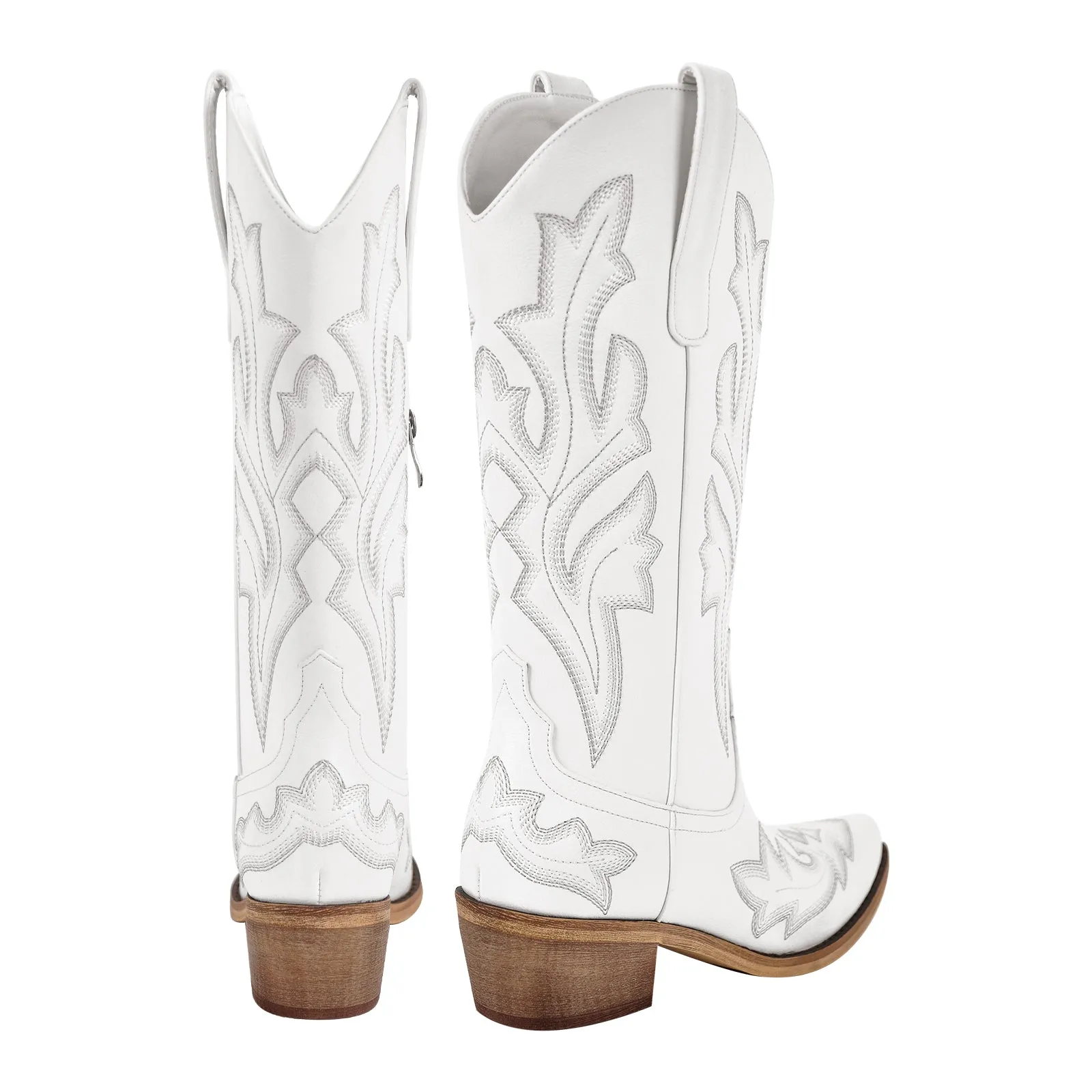 Embroidery Pointed Toe Chunky Heel Western Boots