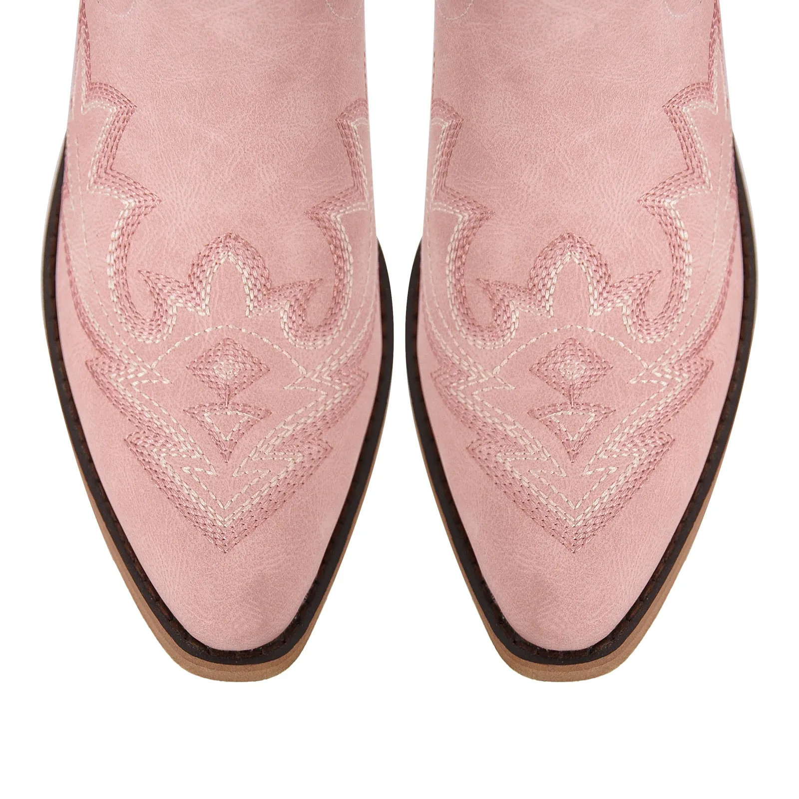 Embroidery Pointed Toe Chunky Heel Western Boots