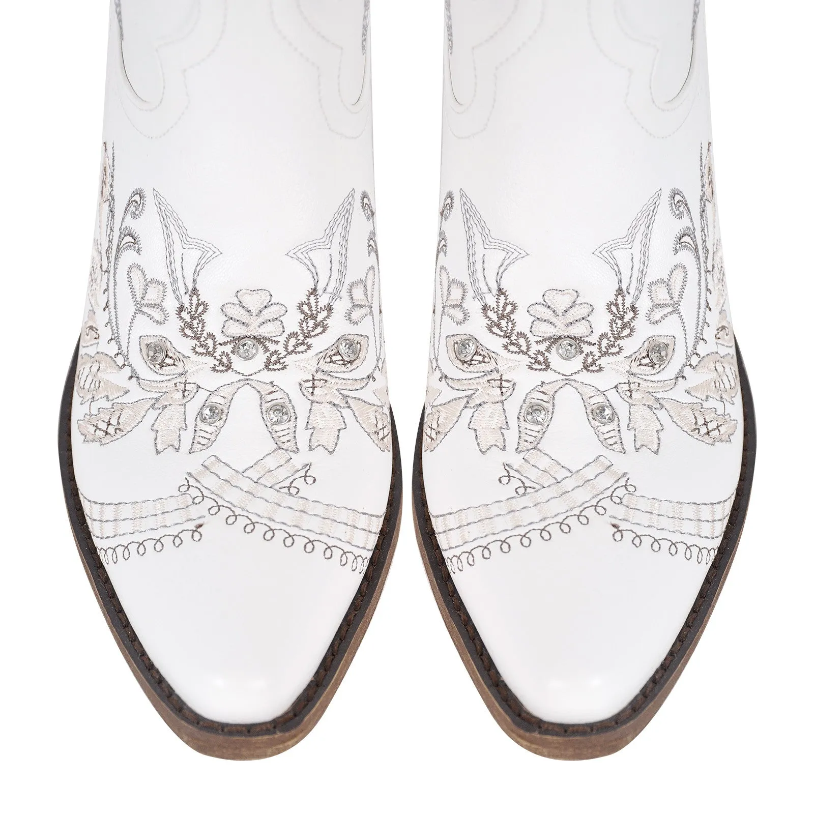 Embroidery Pointed Toe Chunky Heel Western Boots