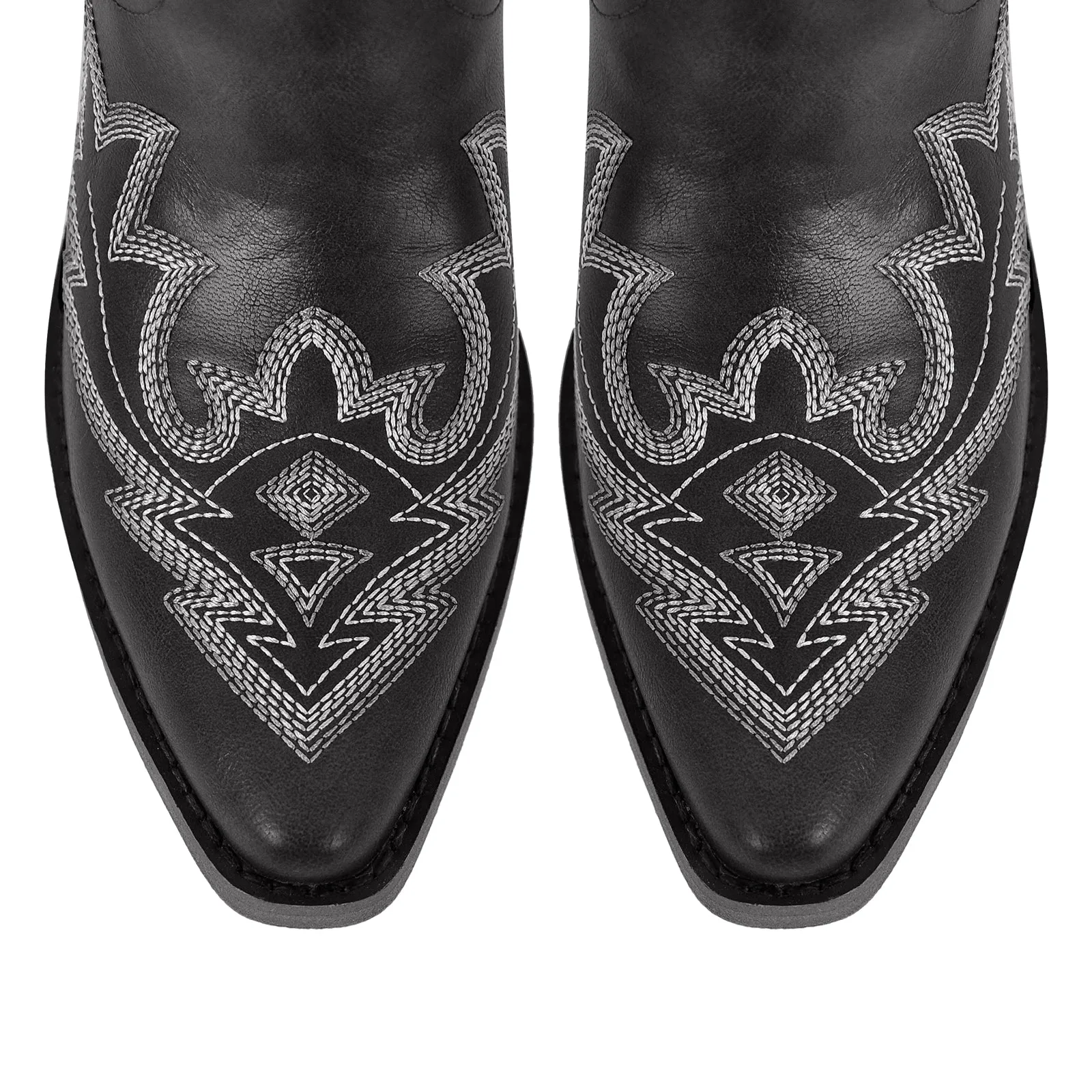 Embroidery Pointed Toe Chunky Heel Western Boots
