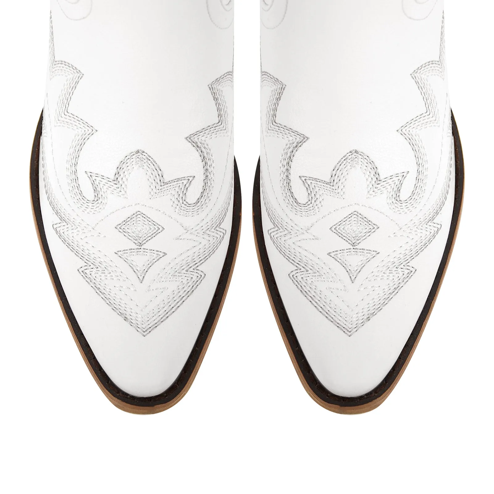 Embroidery Pointed Toe Chunky Heel Western Boots