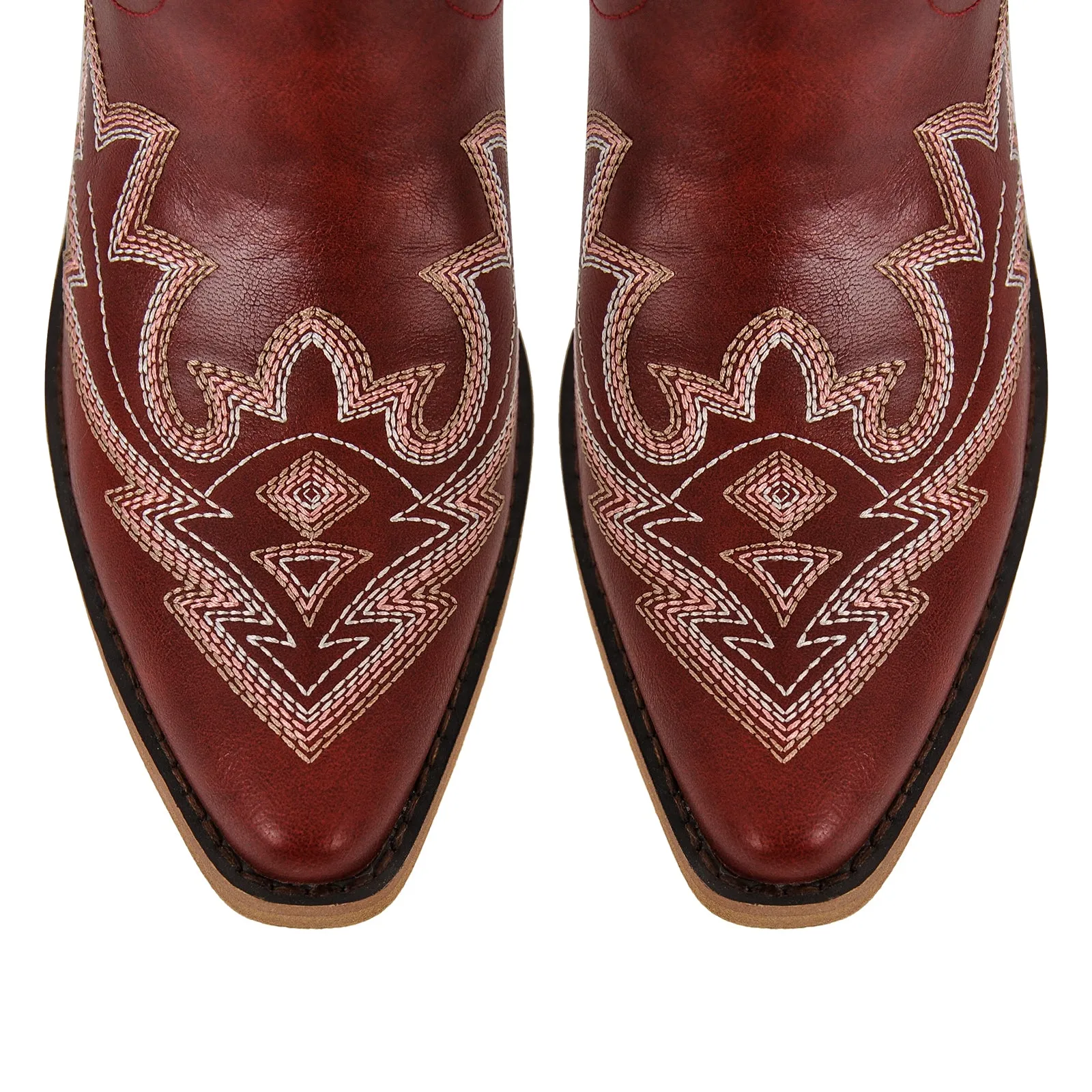 Embroidery Pointed Toe Chunky Heel Western Boots