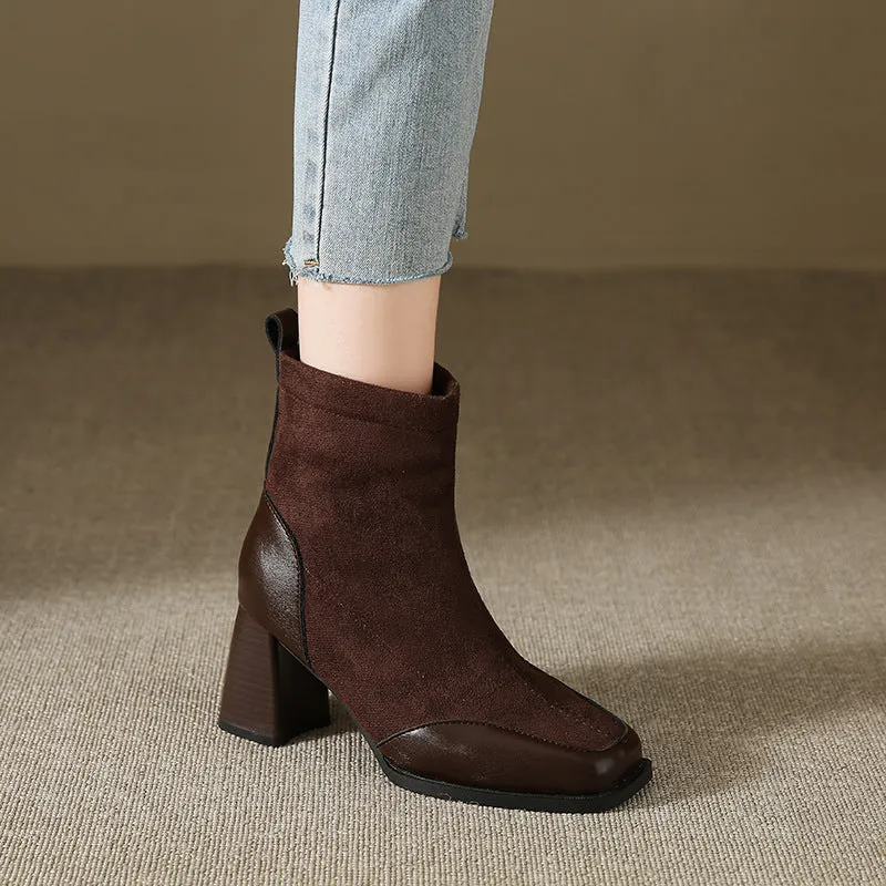 Fat Feet British Style Chunky Heel Boots