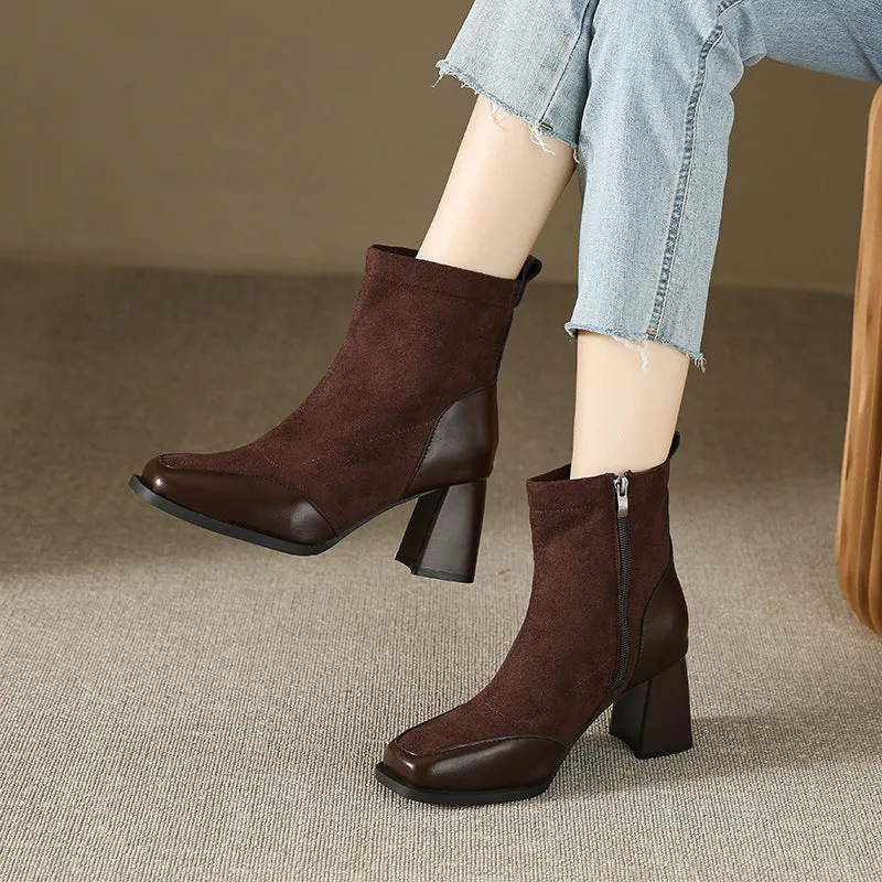 Fat Feet British Style Chunky Heel Boots