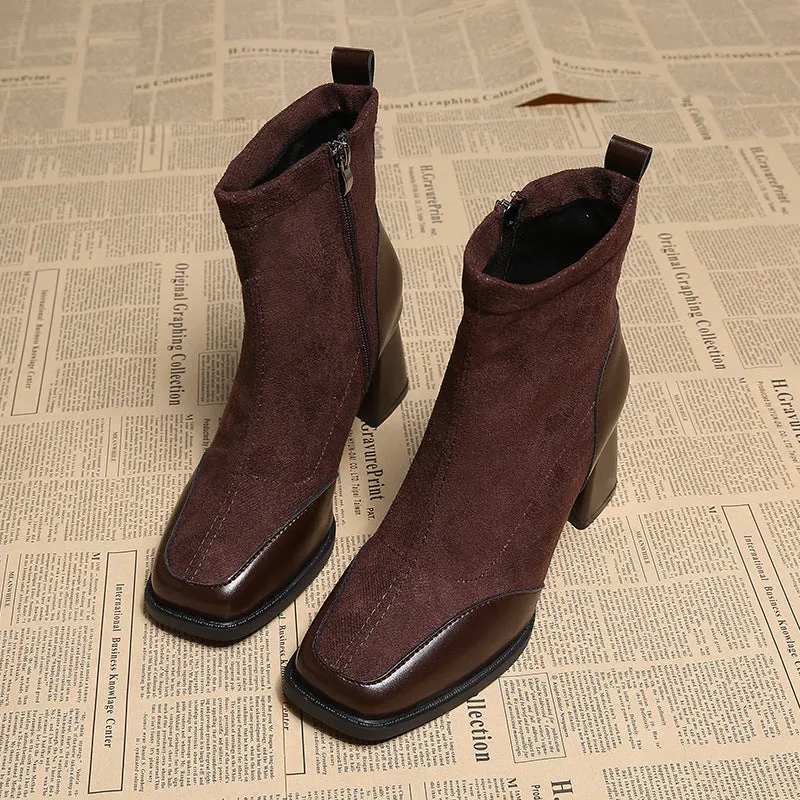 Fat Feet British Style Chunky Heel Boots