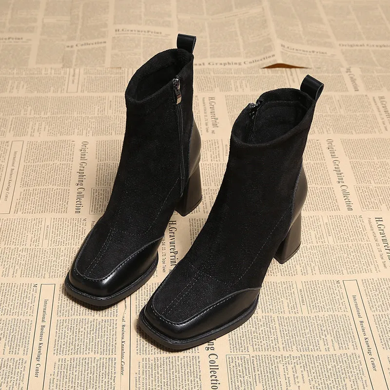 Fat Feet British Style Chunky Heel Boots
