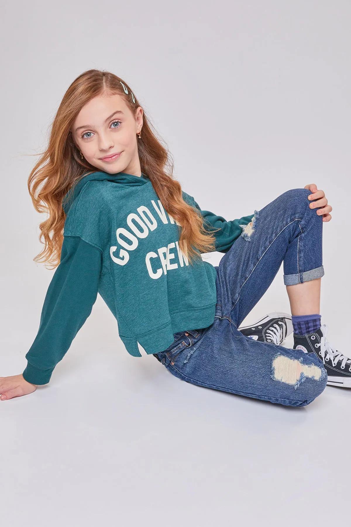 Girls Taylor Relax Fit Elastic Back Roll Cuff Jeans, Pack Of 12