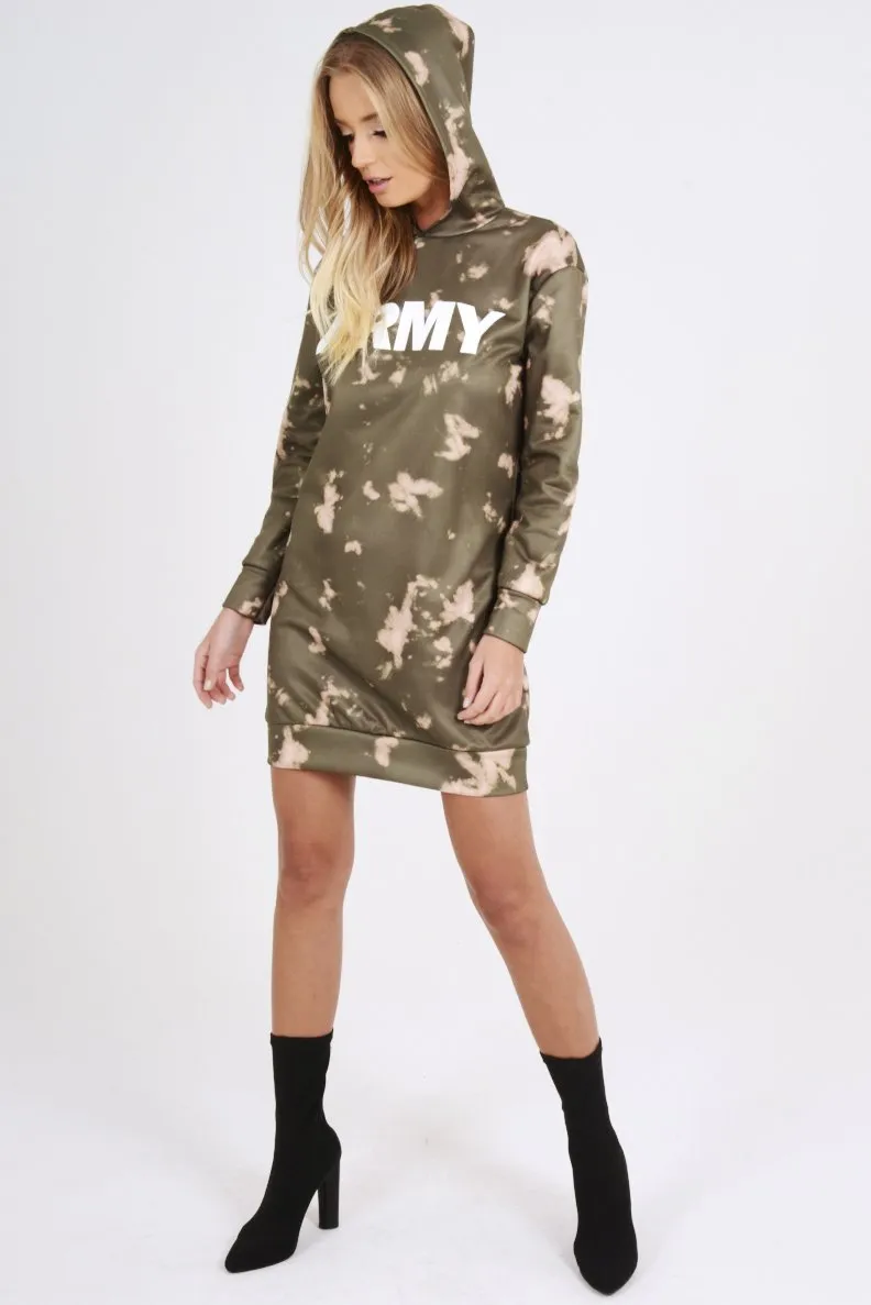 Green Acid Wash Army Hoodie - Aime