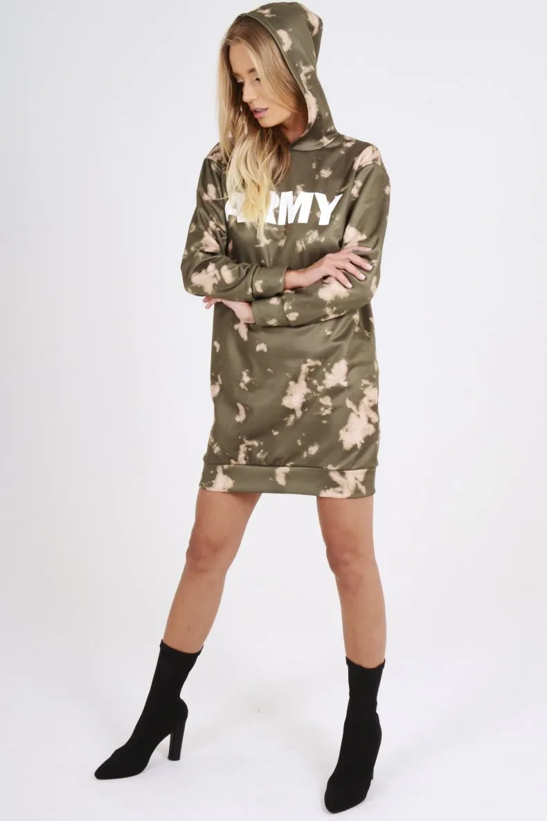 Green Acid Wash Army Hoodie - Aime
