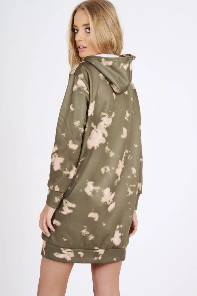 Green Acid Wash Army Hoodie - Aime