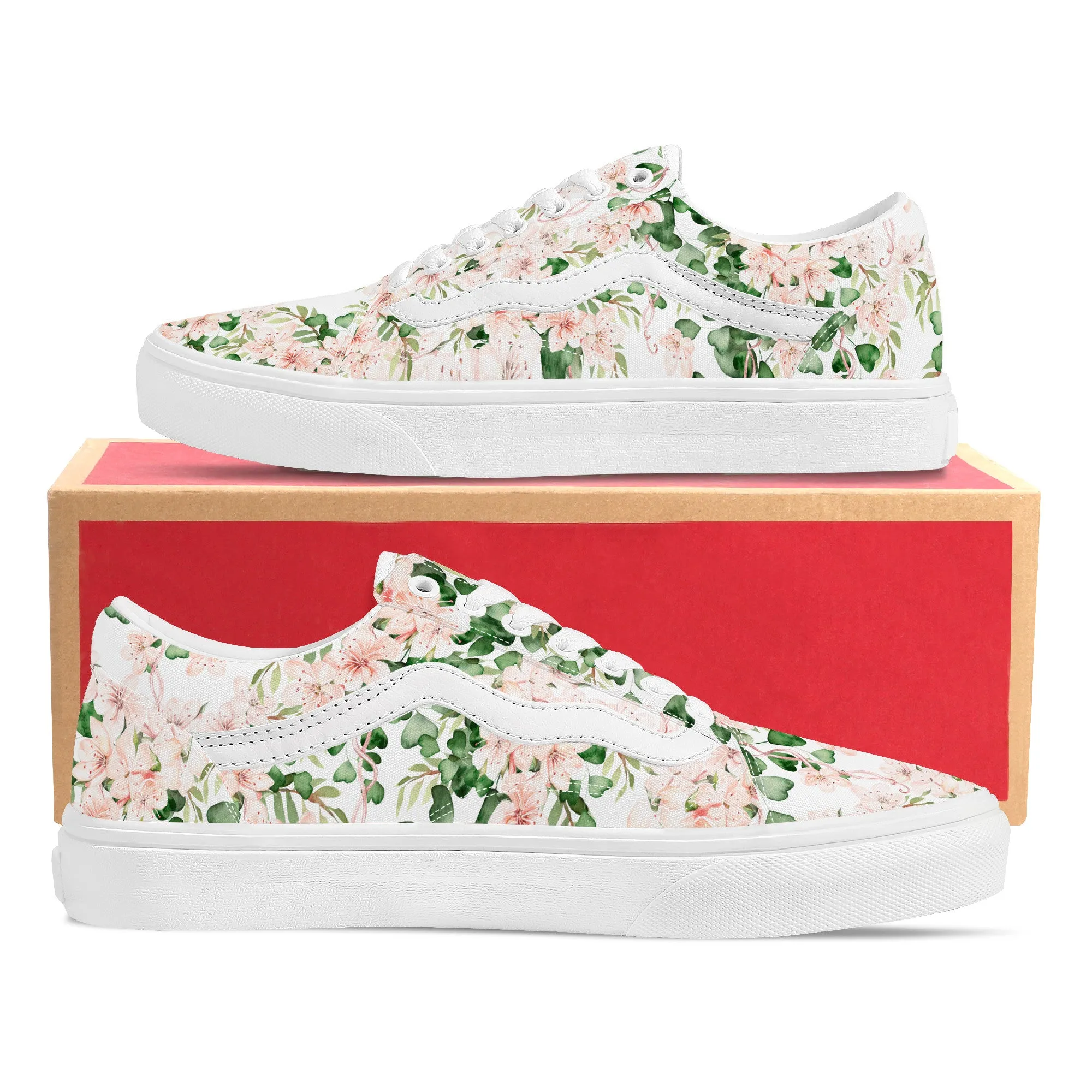 Green Bloom Low Top Flat Sneakers