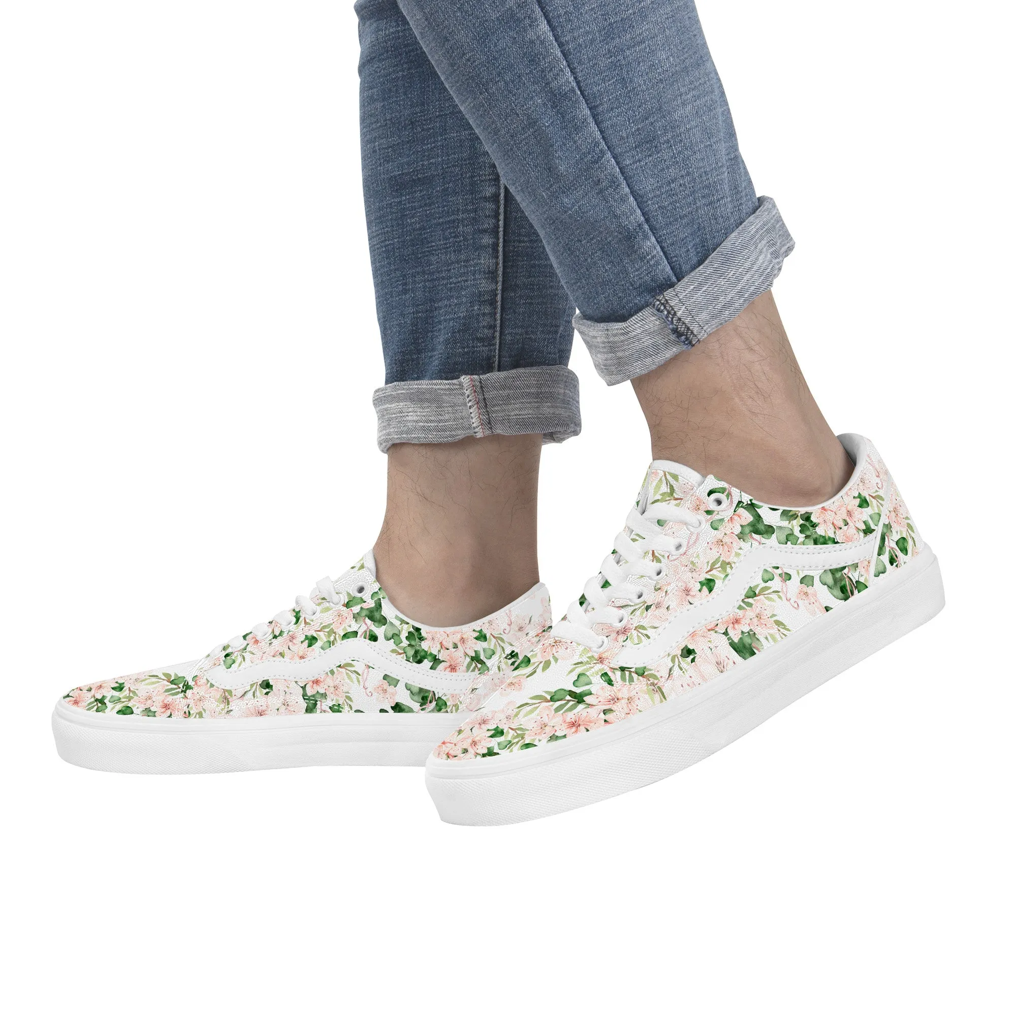Green Bloom Low Top Flat Sneakers