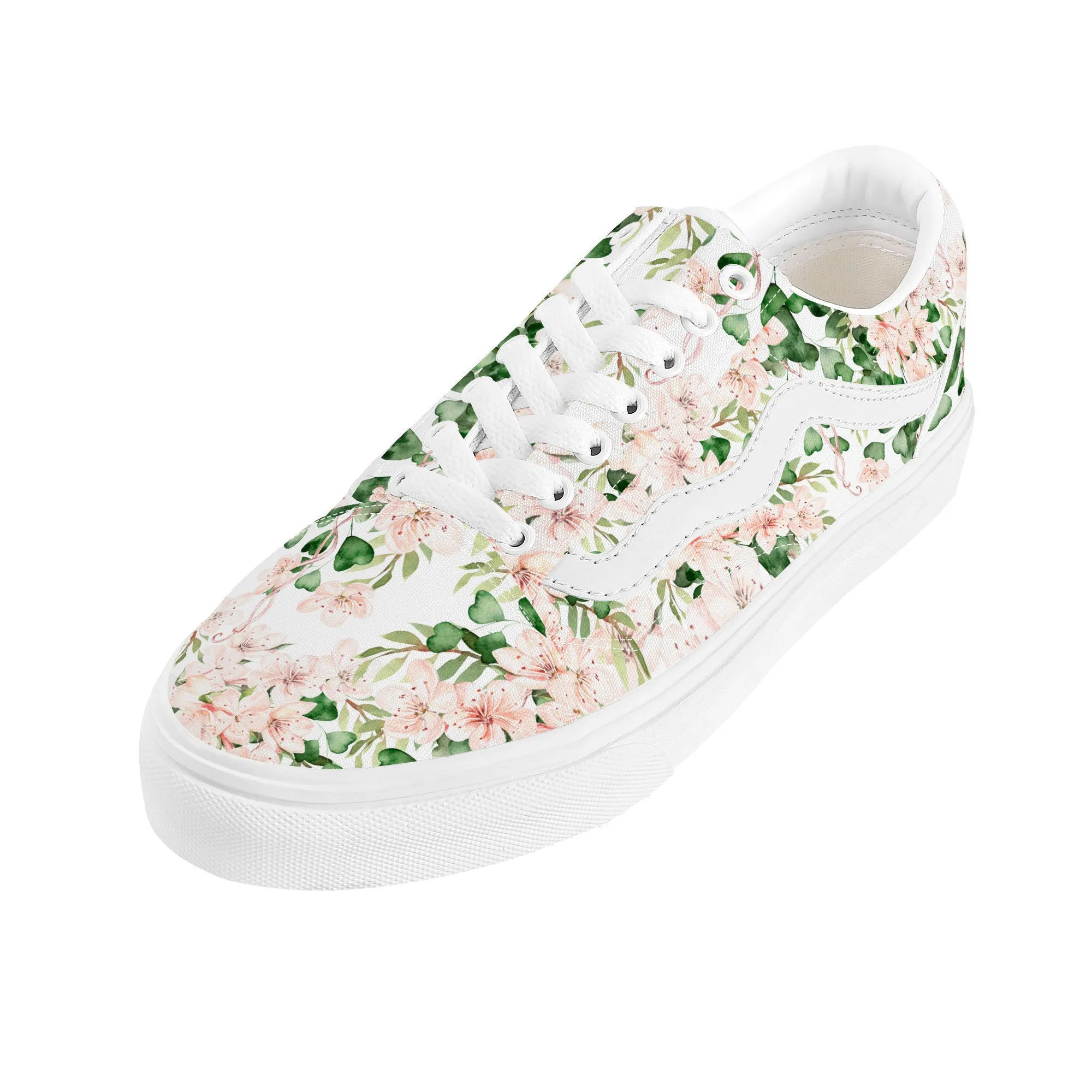 Green Bloom Low Top Flat Sneakers