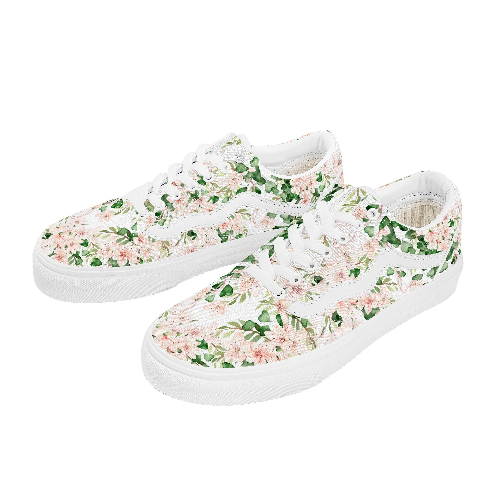 Green Bloom Low Top Flat Sneakers