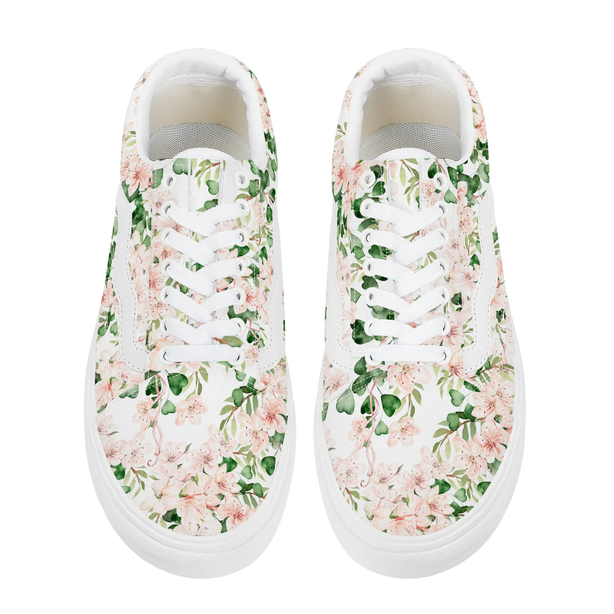 Green Bloom Low Top Flat Sneakers