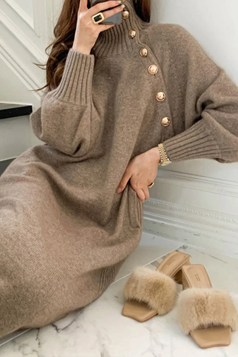 HBR1208 Belted Knit Midi Dress