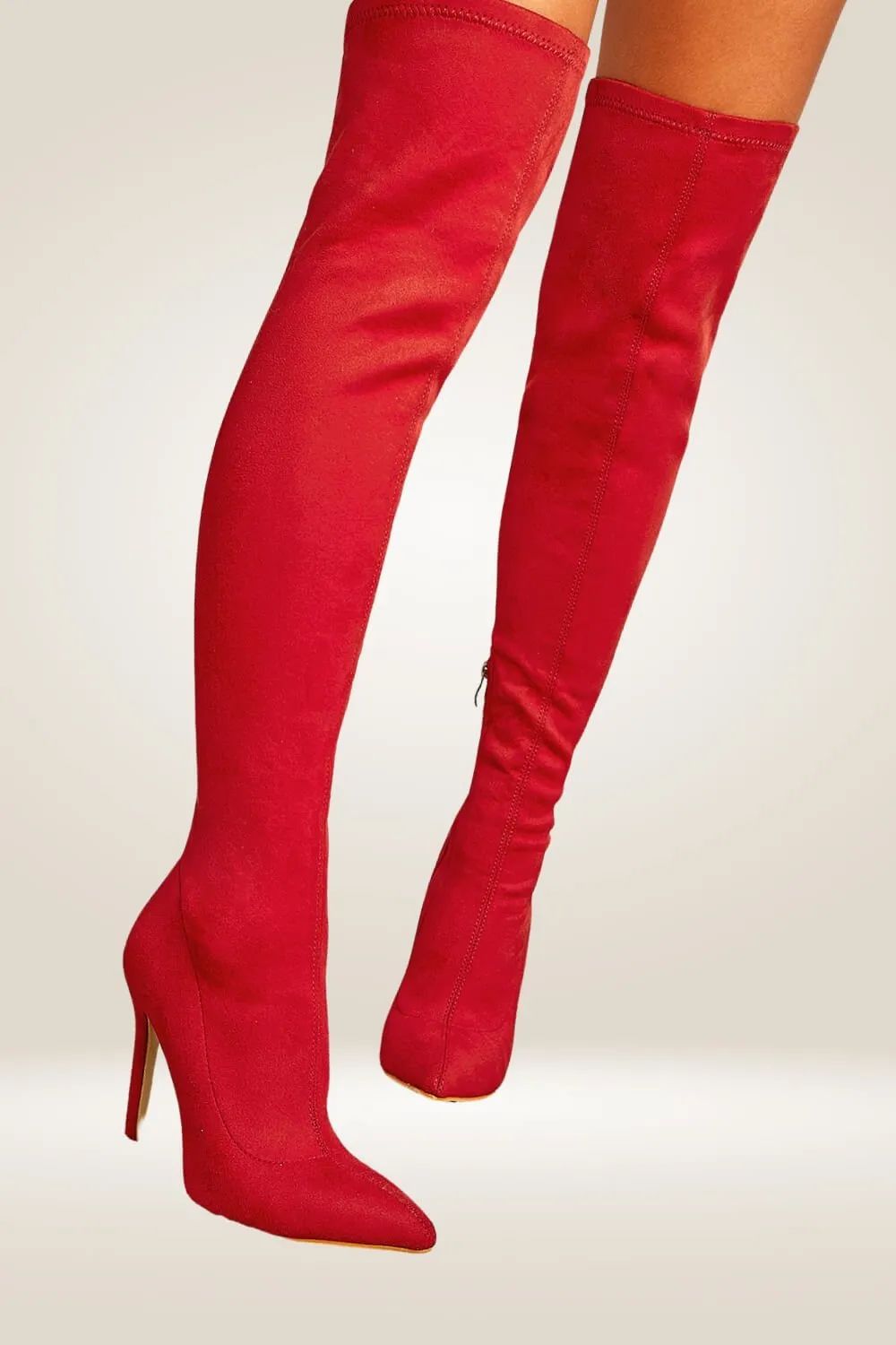 High Heel Red Over The Knee Boots